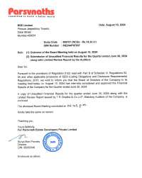 Intimation of Board Meeting 13.11.2024